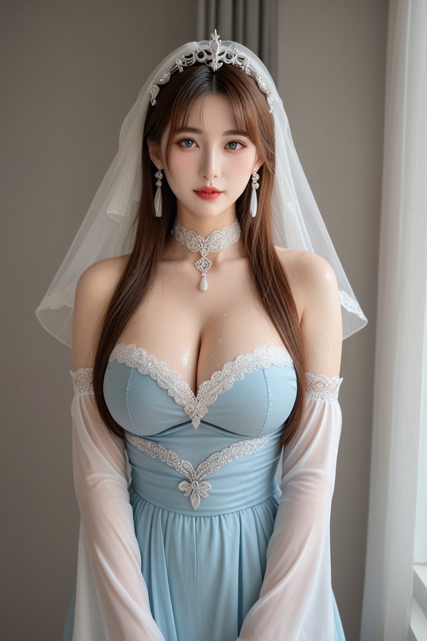 Shiny Oiled Skin, 18+, Pretty Korean Idol Face Asian AI Porn