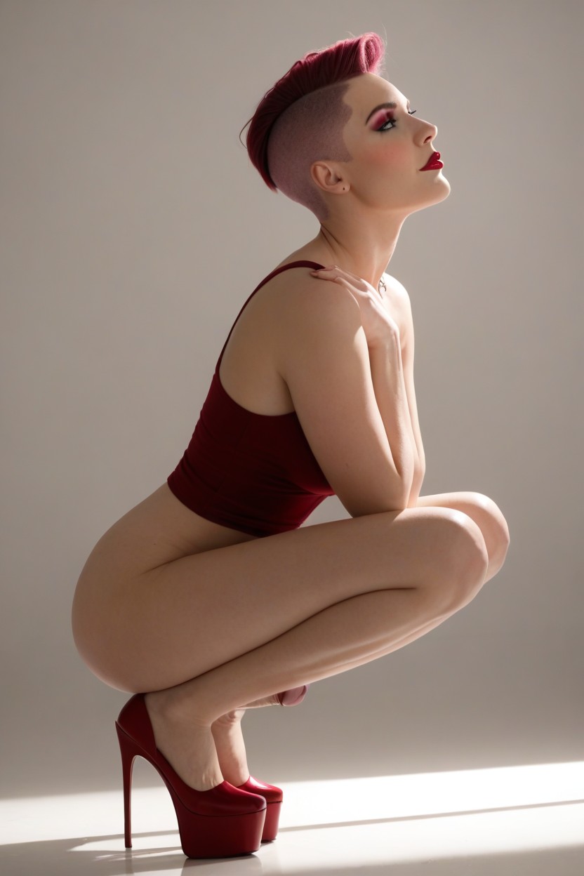 Arms Crossed, Pale Skin, Flaccid Cock Shemale AI Porn