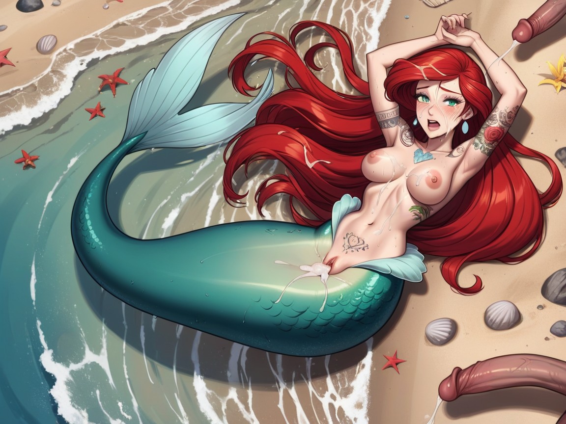Ariel Disney, Full Body Tattooed, Face Furry AI Porn