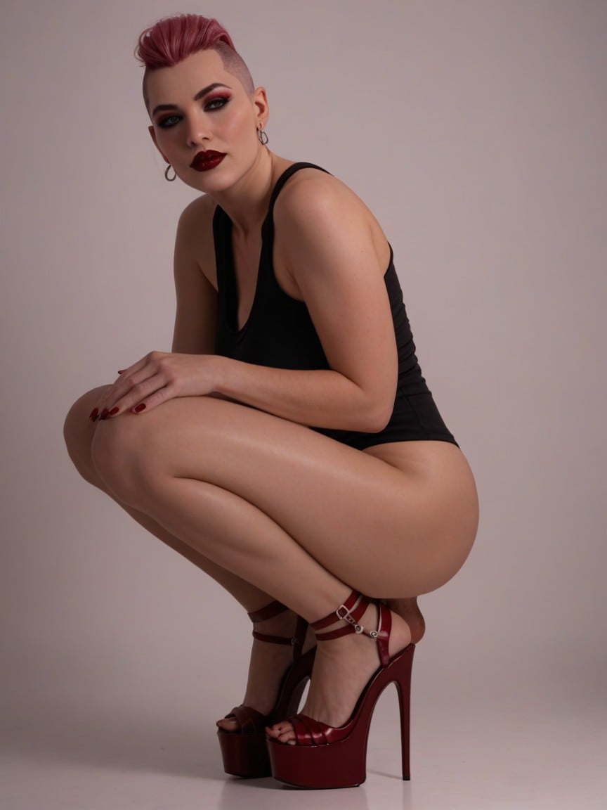 Naked, Flaccid Cock, Buzzcut Shemale AI Porn