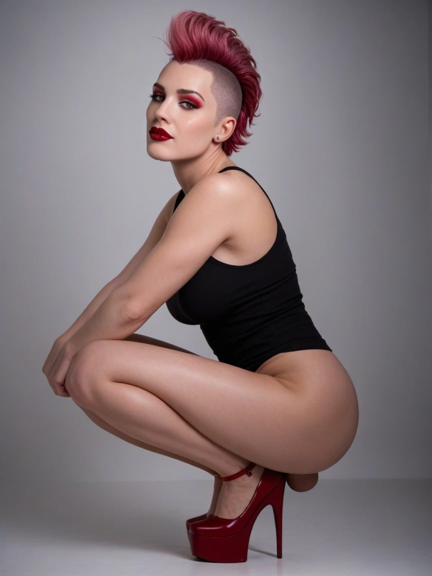 Pink Hair, 1 Person, Pink Makeup Shemale AI Porn