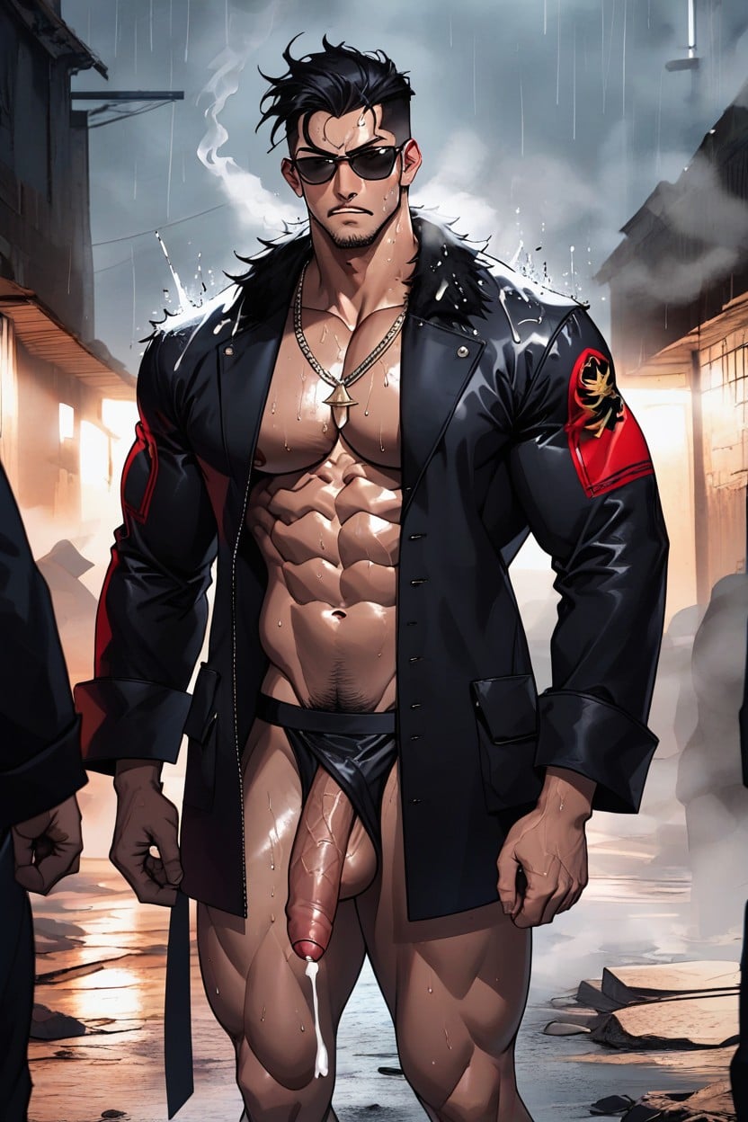 Looking At Viewer, Open Clothes, Black Jockstrap AI Gay Porn