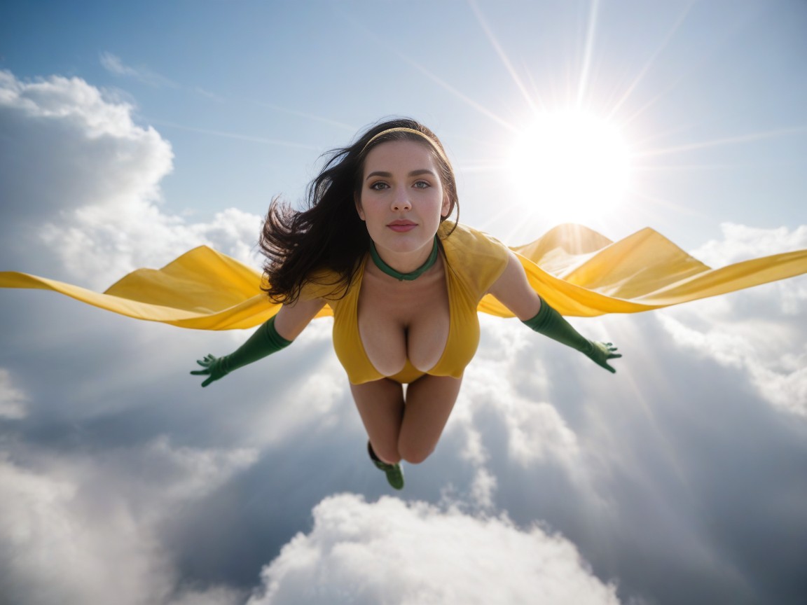 Clouds Blue Sky, Hyper Lens Flare, Erect Nipples AI Porn