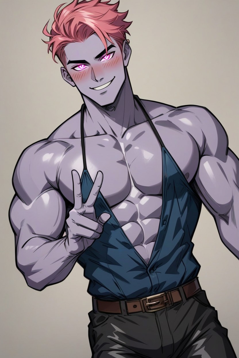Muscular, Mischievous (smiling While Blushing), A Handsome AI Gay Porn