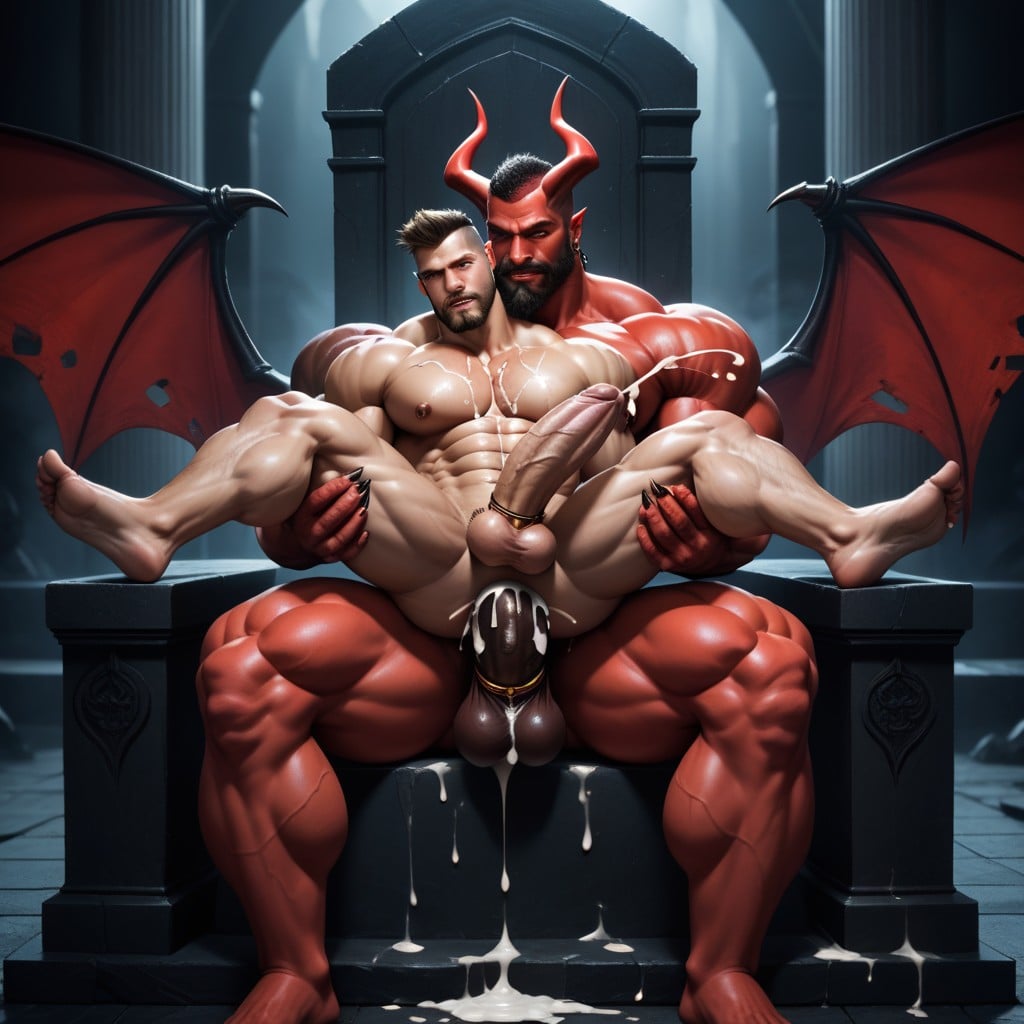 18+, Cum On Abs, Large Demon Wings On Back AI Gay Porn