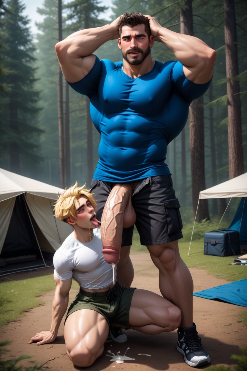Cargo Shorts, Bodybuilder, Blowjob AI Gay Porn