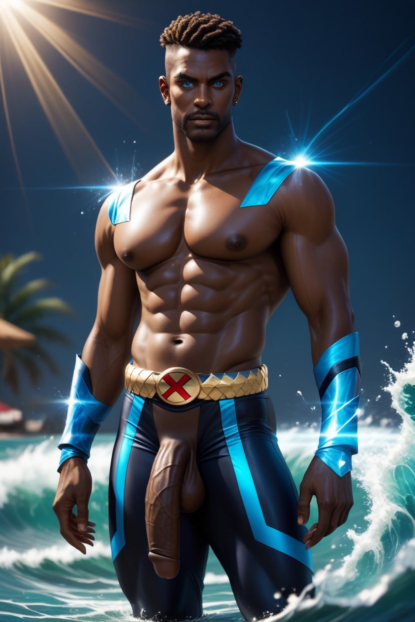 African, Water Beam From Hand, Water Flowing AI Gay Porn