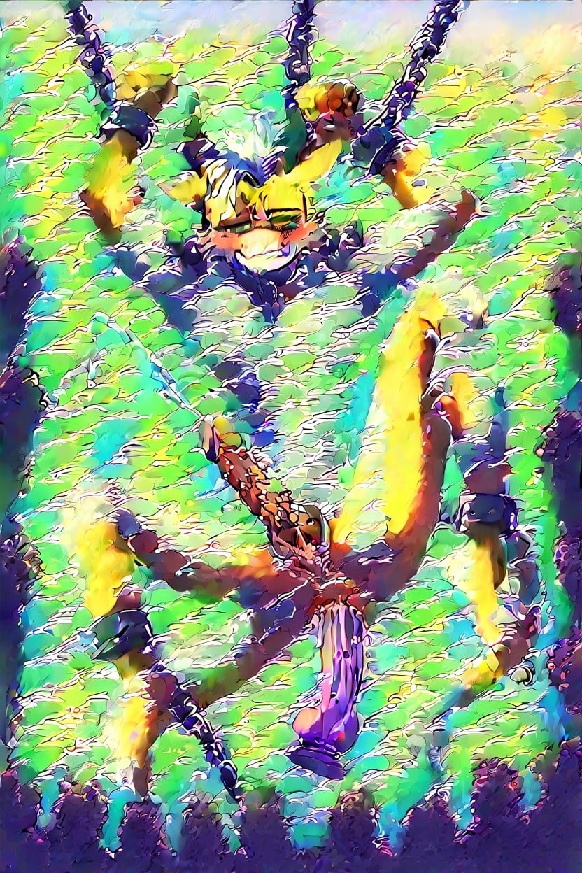 Chained, Slimy Spiked Dildo, Arms Up AI Gay Porn