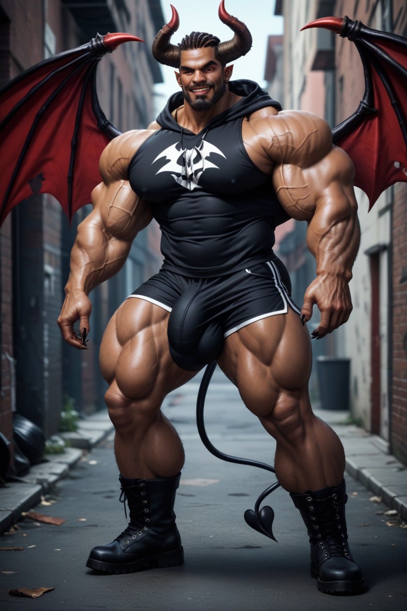 Oversized Muscles, Bearded, Huge Muscles AI Gay Porn