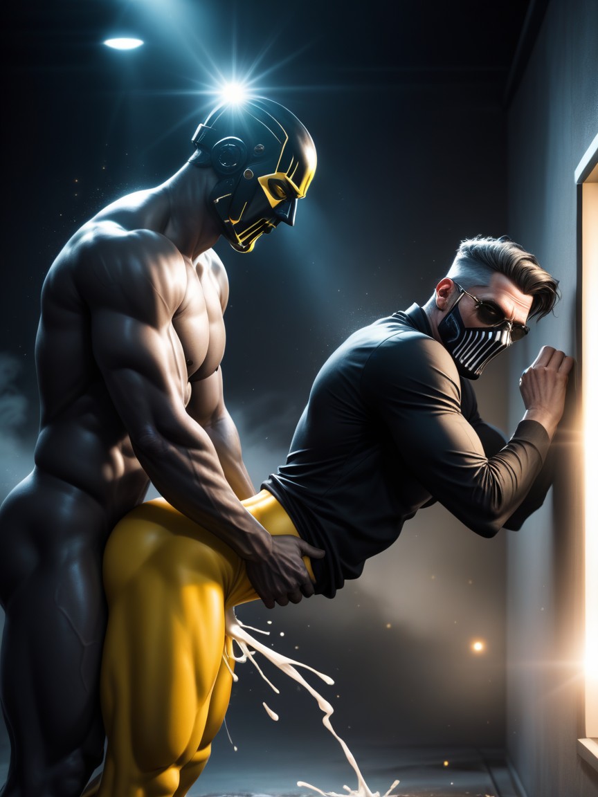Bold Yellow Titles, Sunlight Streams, Hyper Fog AI Gay Porn
