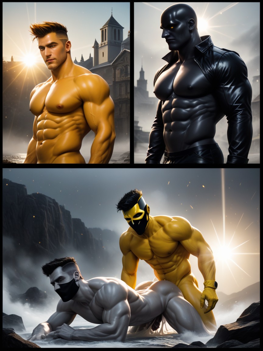 Optic Caustic, Saturated Colours, Spotlights AI Gay Porn