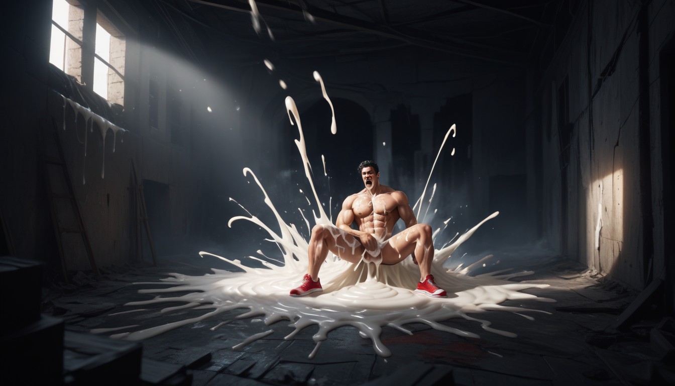 Excessive Hyper Cumshot, Excessive Cum, Red Jockstrap AI Gay Porn