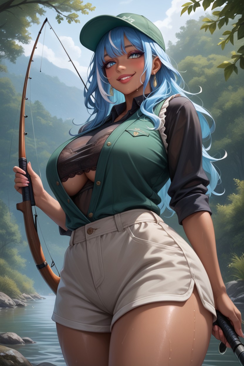 Green Vest, Thick Thighs, Standing Next To River Hentai AI Porn