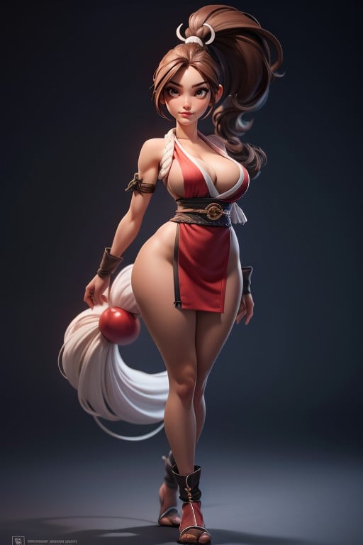 Fair Skin, Ultra Detailed Of A Real Face Mai Shiranui Kof, High Resolution Digital Painting Hentai AI Porn