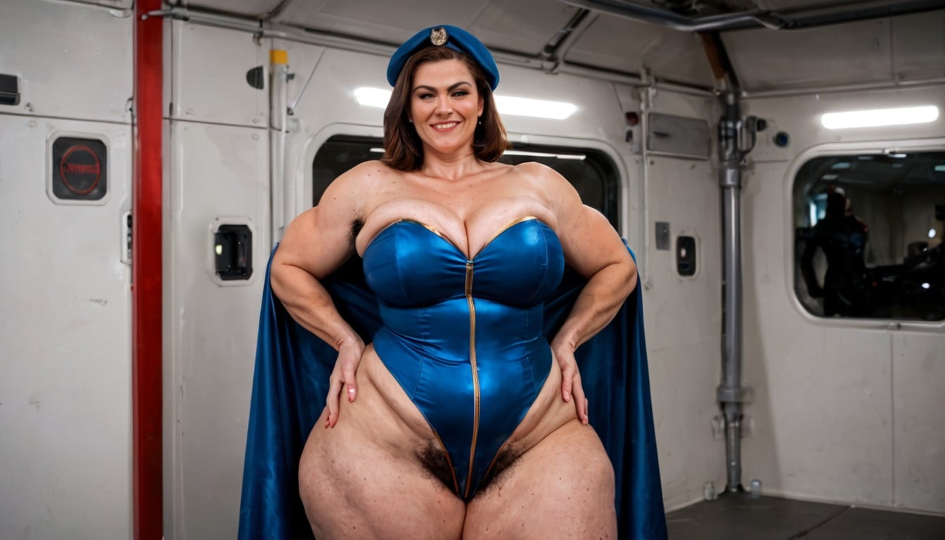 Standing, Bulging Cleavage, Wrinkled MILF AI Porn