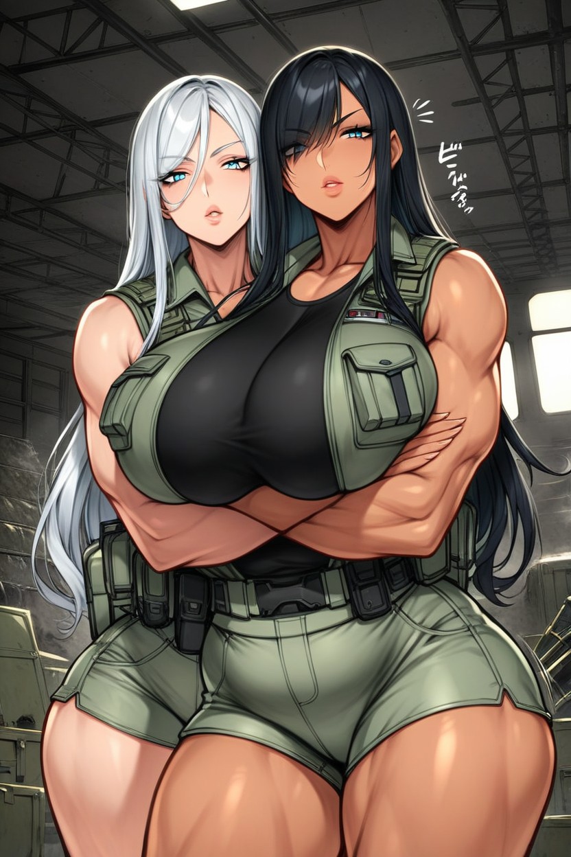 Full Lips, Military Gear, One Chubby Happy Woman Hentai AI Porn
