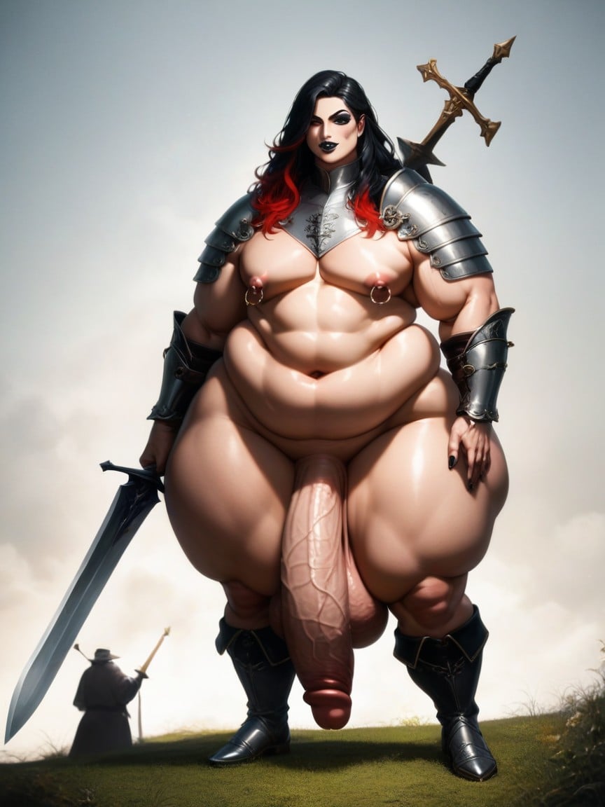 Huge Extremely Saggy Balls, Nipple Rings, Multi Colored Hair AI Gay Porn