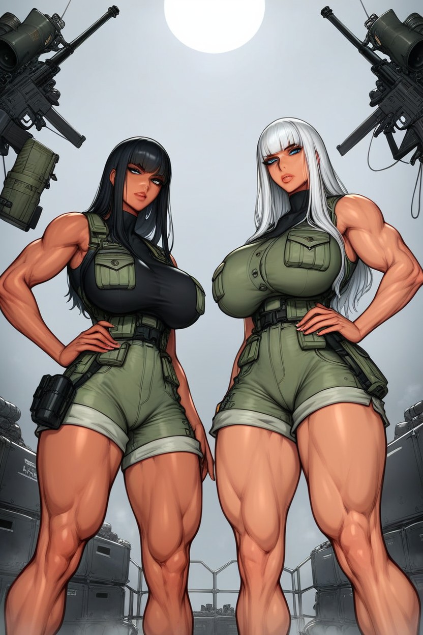 R Rifle, Concert Walls, Black Hair With White Under Highlights Hentai AI Porn