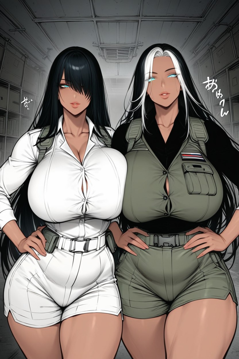 Supple Body, Close Up, Two Tan Women Hentai AI Porn