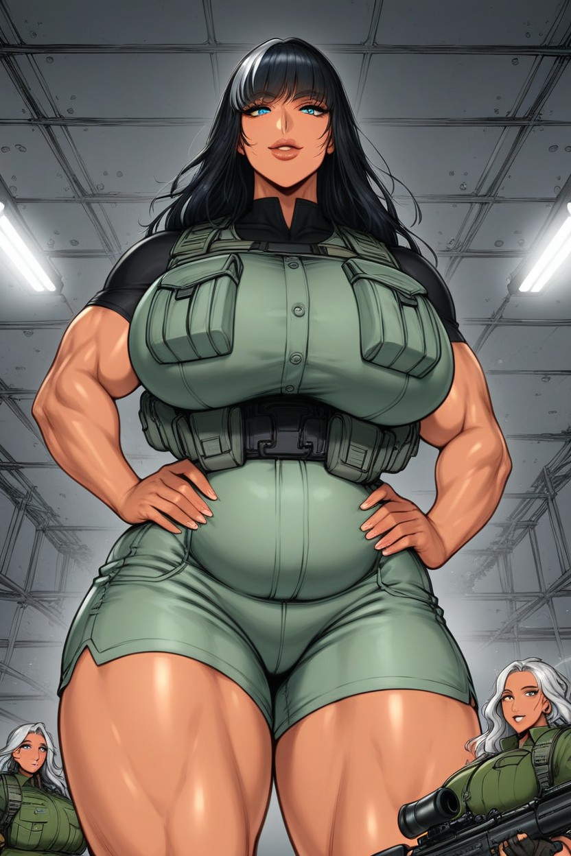 Supple Body, Tactical Gear, Black Shirt Hentai AI Porn