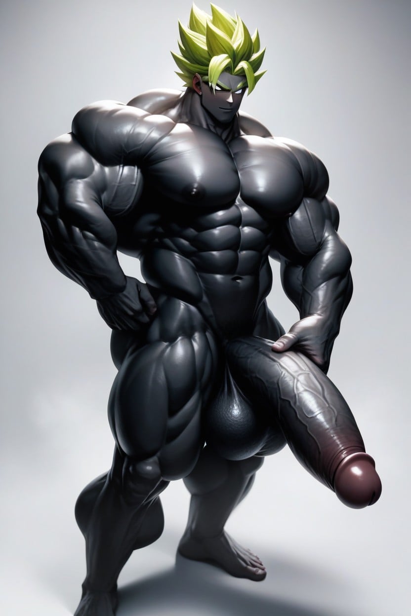 Hyper Macro, Green Hair, Huge Muscular Bodybuilder AI Gay Porn