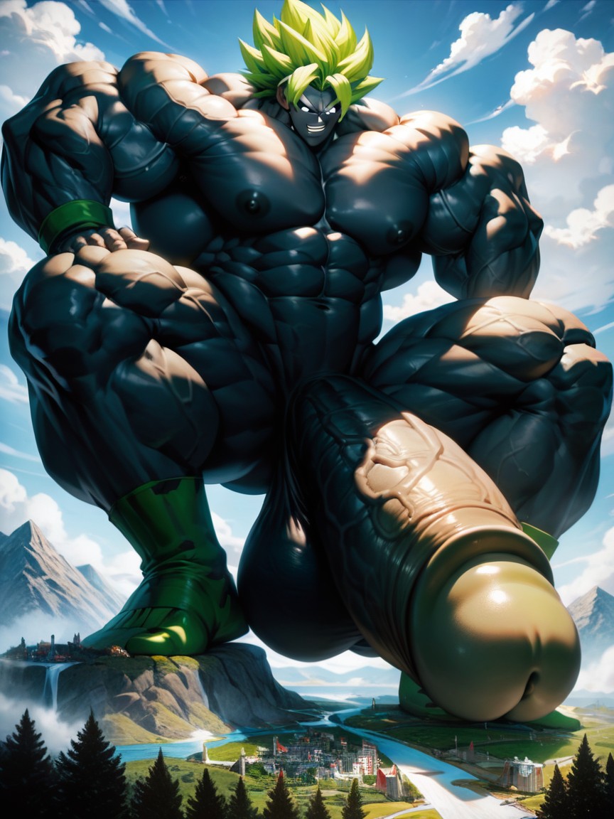 Long Penis, Big Ball, Huge Muscular Bodybuilder AI Gay Porn