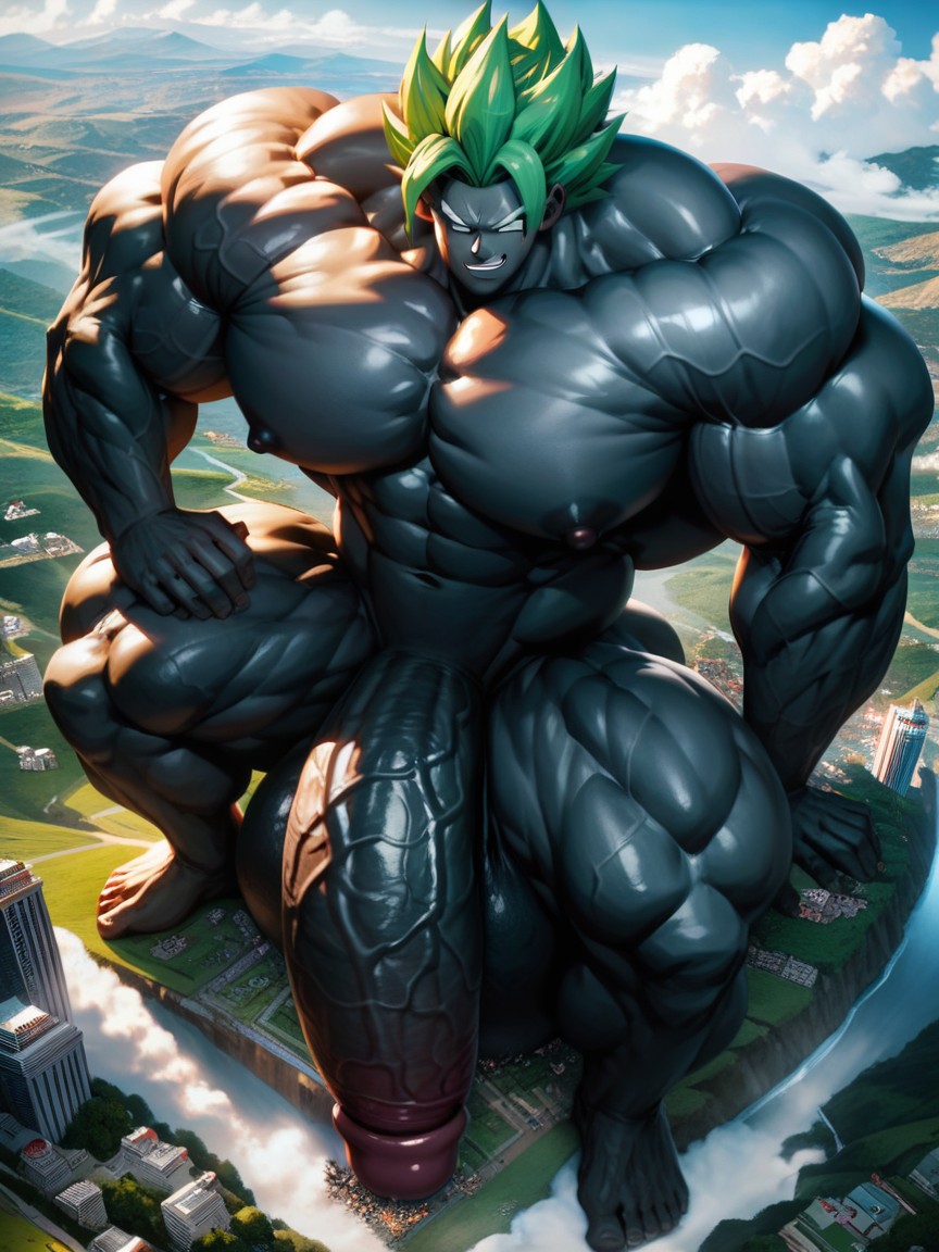 Tall, Massive Cock, Green Hair AI Gay Porn