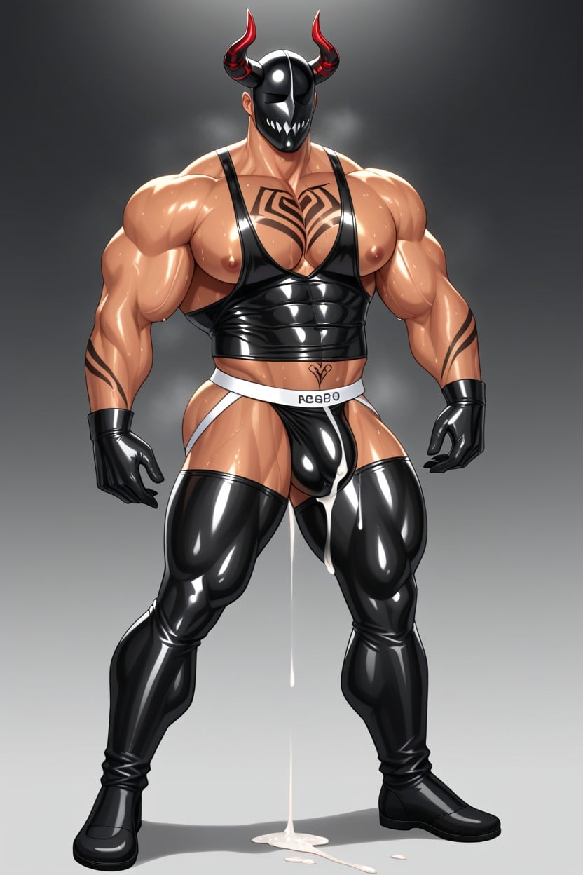 Muscular, Huge Bulge, Standing AI Gay Porn