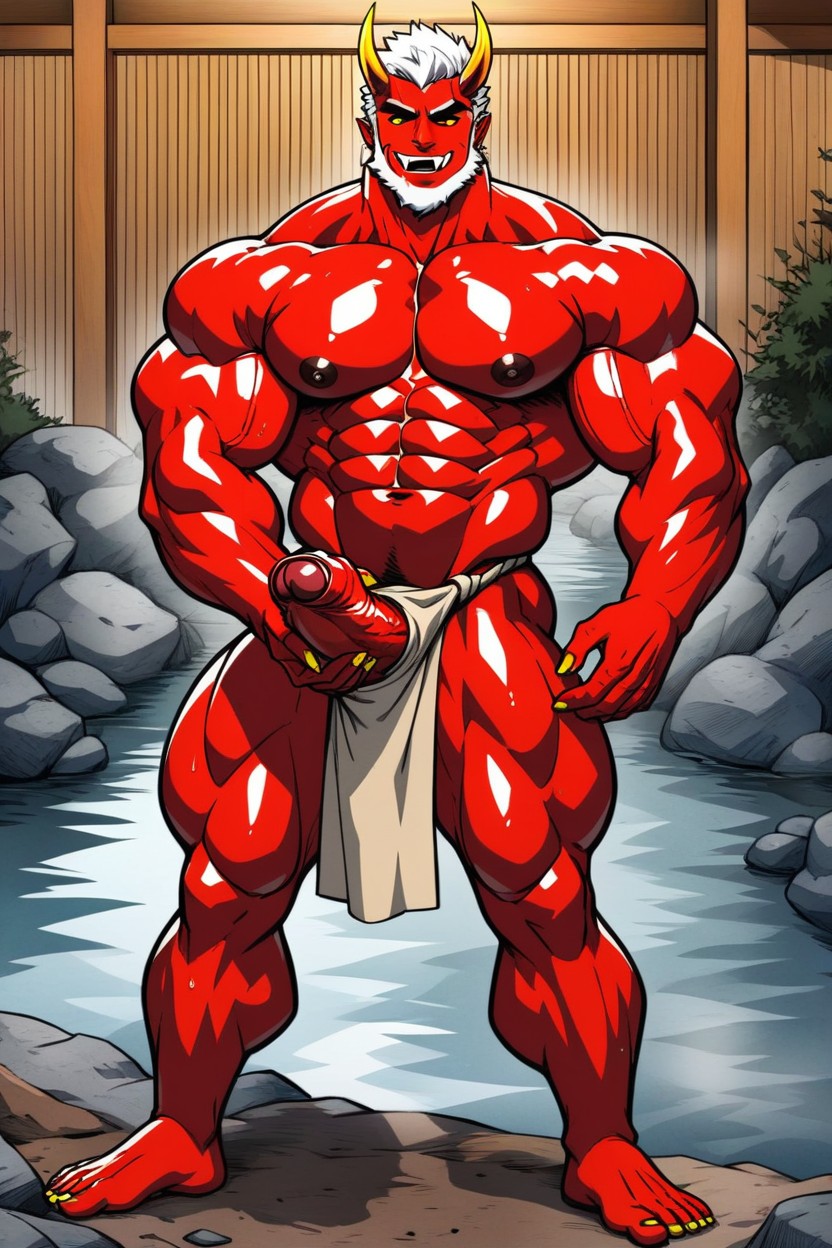 Muscular, Gigantic, Yellow Eye Color AI Gay Porn