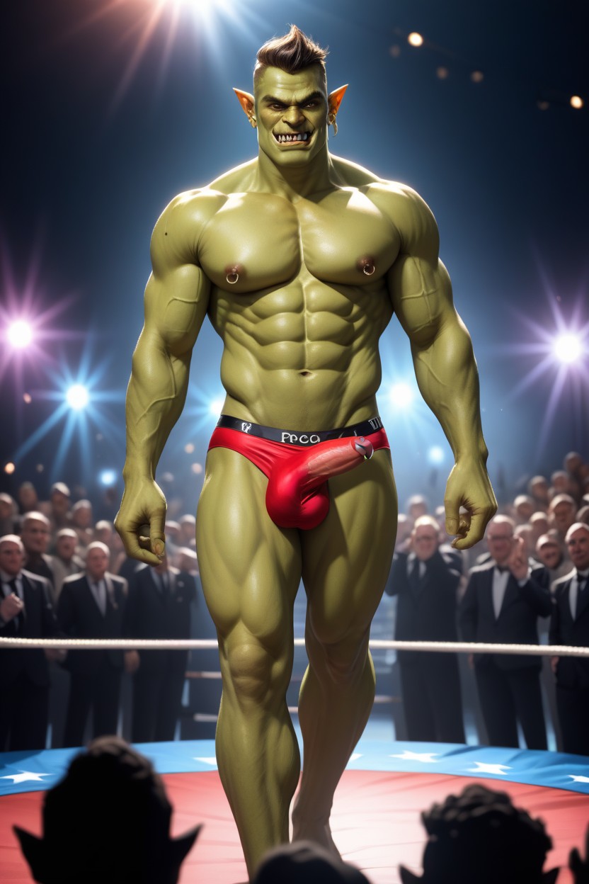 All Male Crowd, Erect Cock, Bodybuilder Pose AI Gay Porn