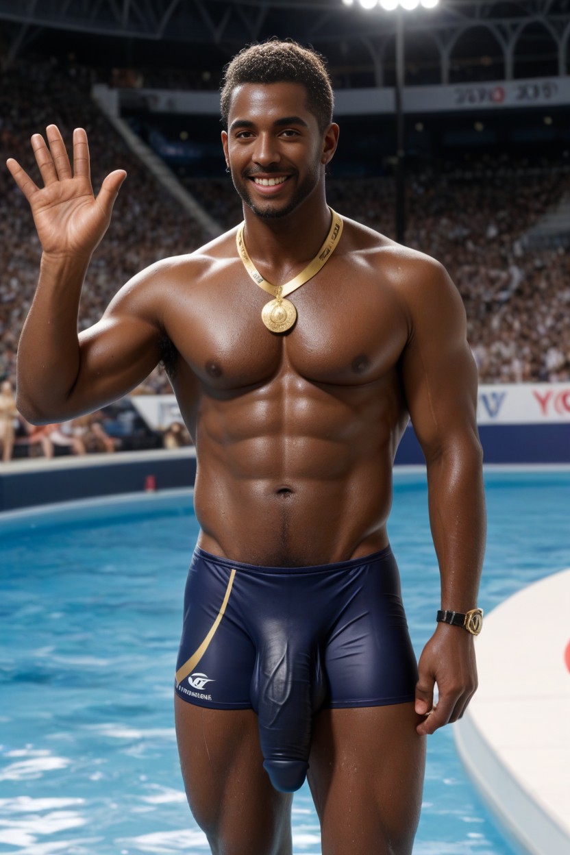 Hairy Armpits, Mega Flaccid Cock, Waving To The Audience AI Gay Porn