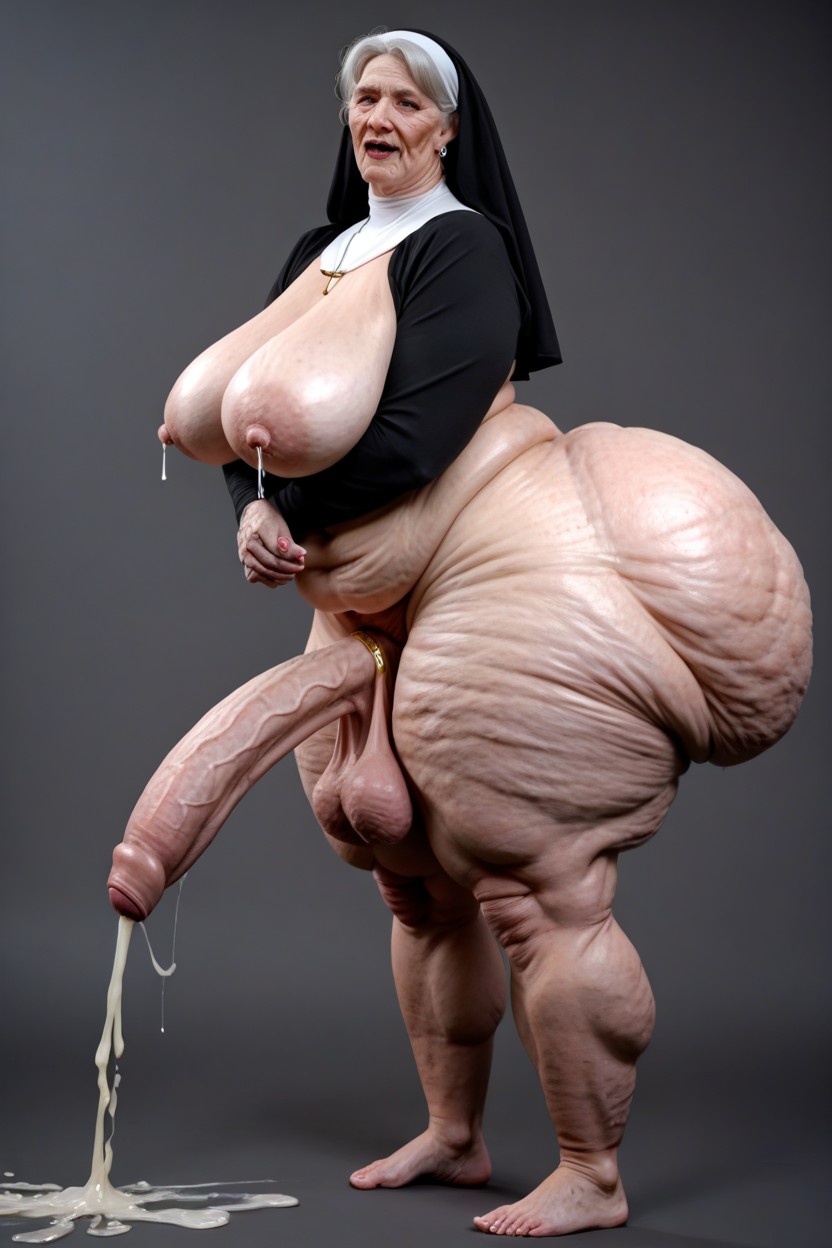 Saggy Ass, Gold Cock Ring, Standing Shemale AI Porn
