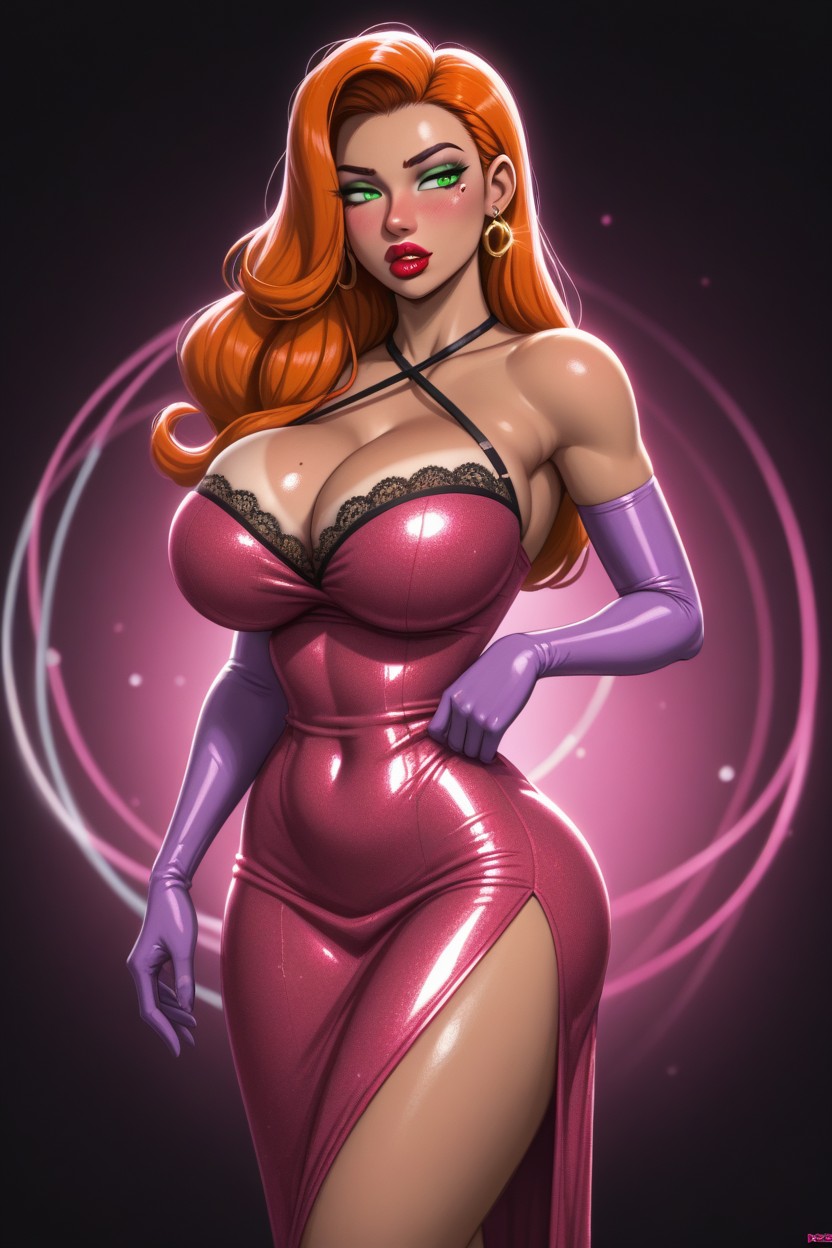 Voluptuous Figure, Tanned Skin, Green Eyes Hentai AI Porn