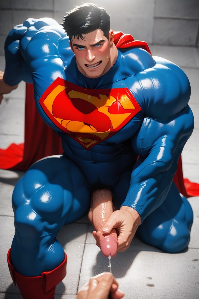 De Arriba A Abajo, Blue Superman Costume, Pelo Negro Porno gay IA