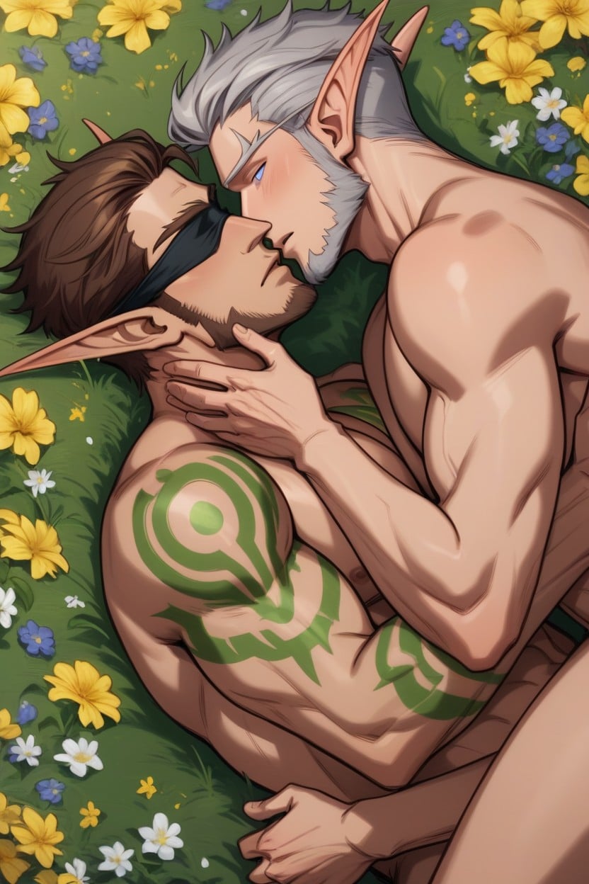 Male High Elf, Corto, Lavender Eyes Porno gay IA