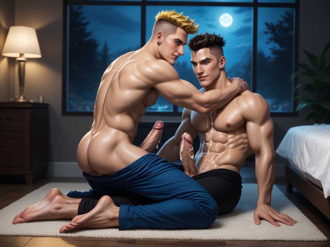 Blonde Hair, Pale Skin, Messy Hair AI Gay Porn