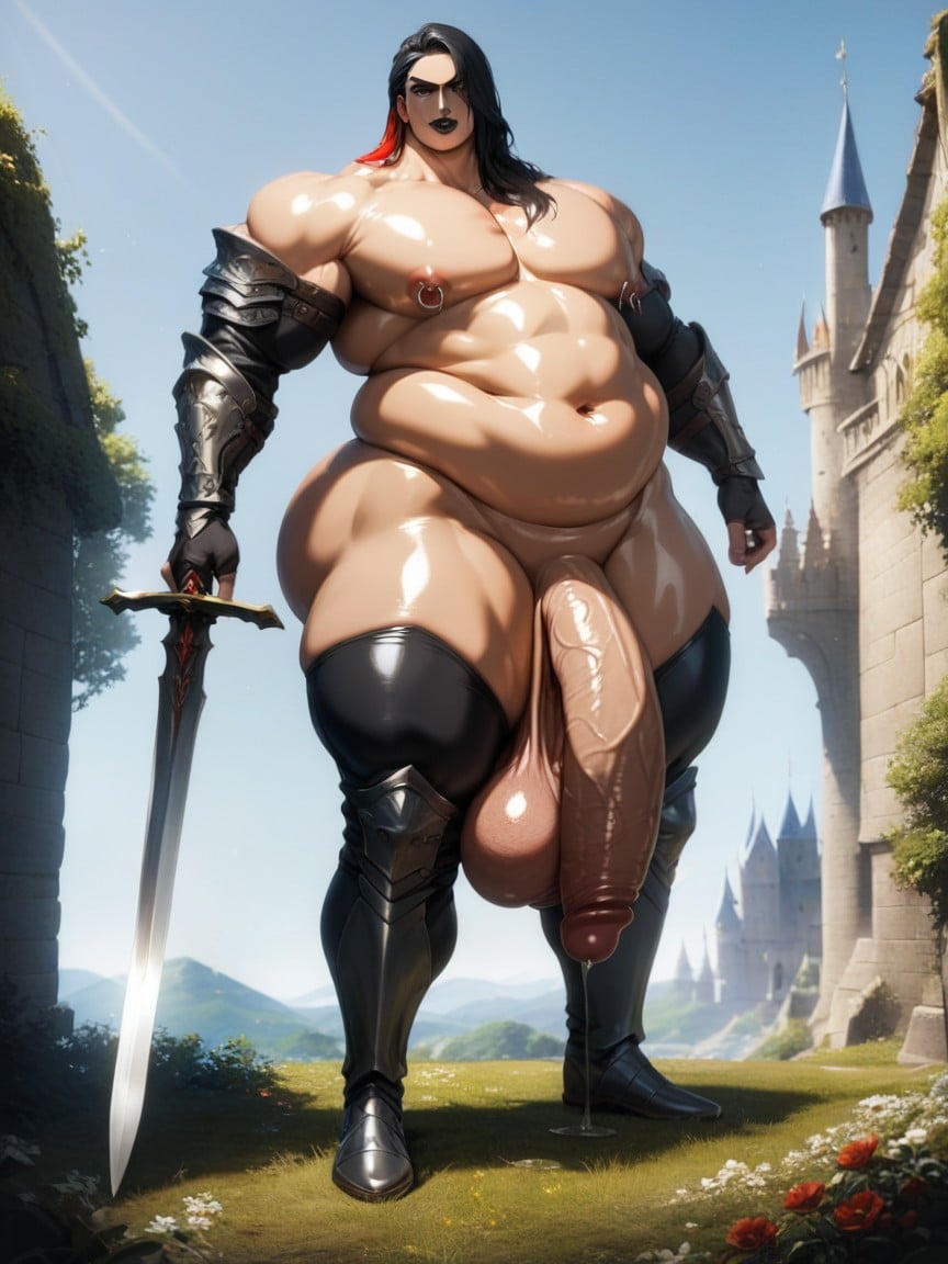 Long Hair, Extremely Veiny Penis, Holding Sword AI Gay Porn