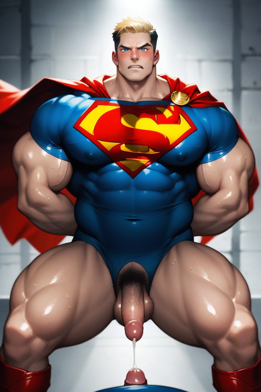 Sweaty, Chubby Penis, Arms Behind Back AI Gay Porn