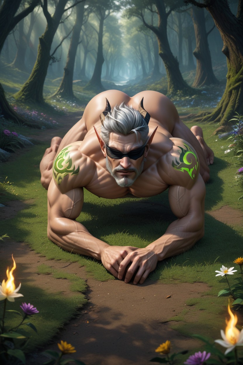 Laying Down On Stomach On Ground, 18+, Wide Hips AI Gay Porn