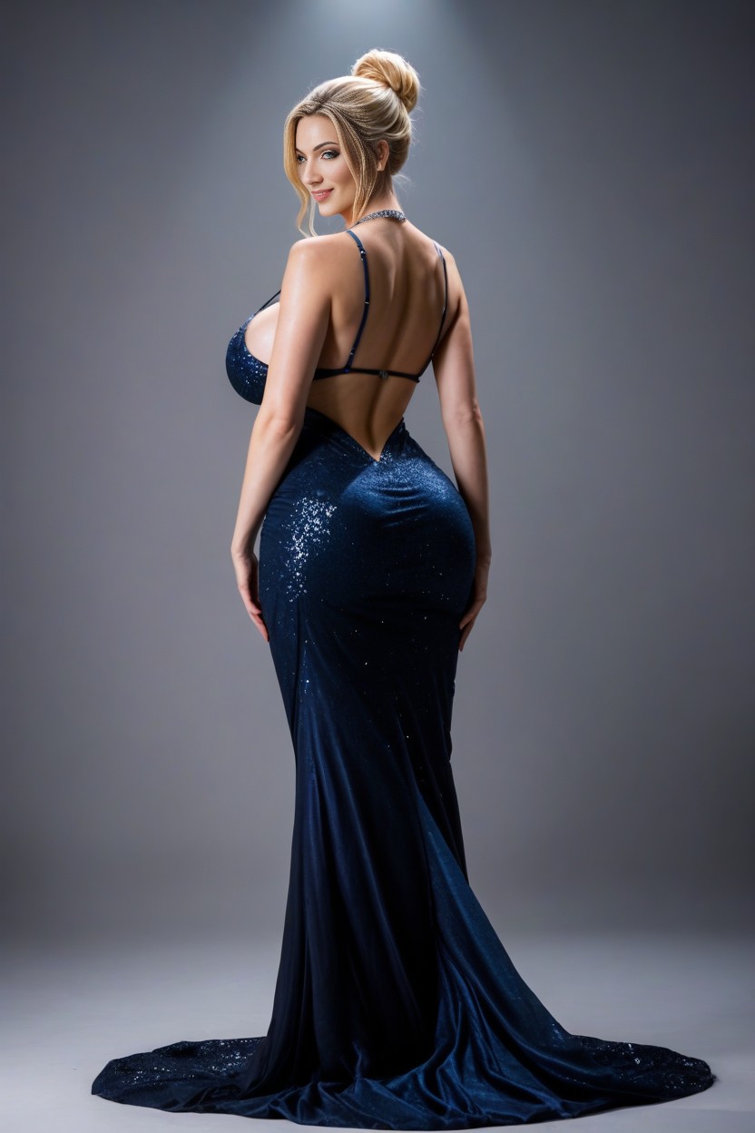 Silk Gown, Super High Separated Cleavage, Skinny AI Porn