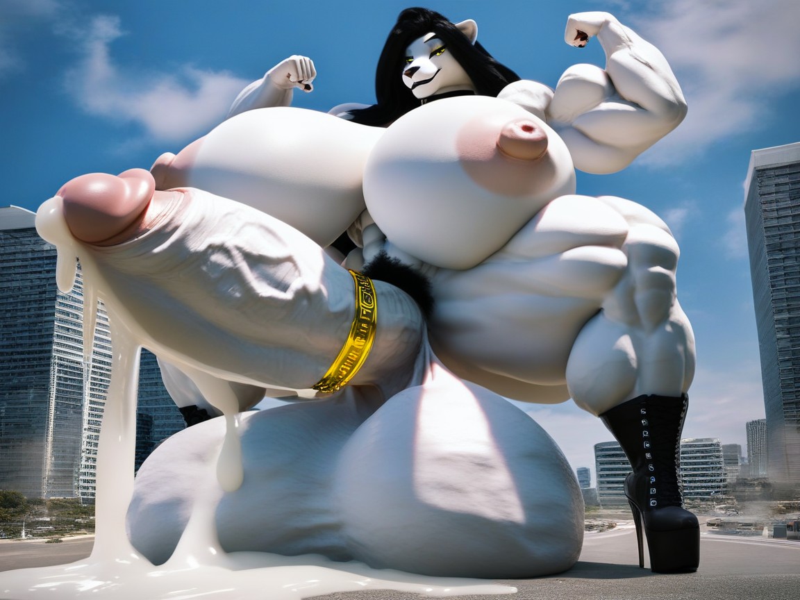Extremely Long Cock, Platform High Heel Boots, Ultra Muscular Furry AI Porn