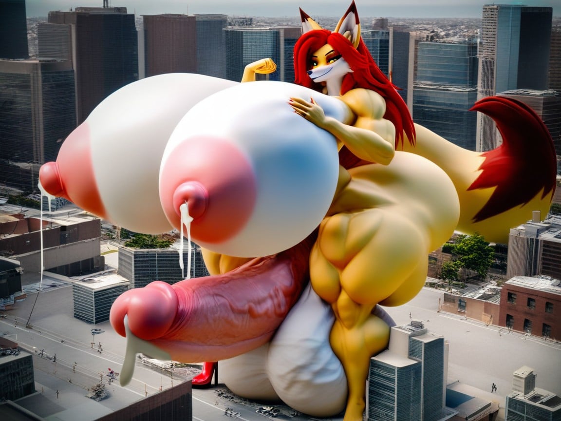 Veiny Testicles, Massive Huge Swollen Balls, Gigantic Boobs Furry AI Porn