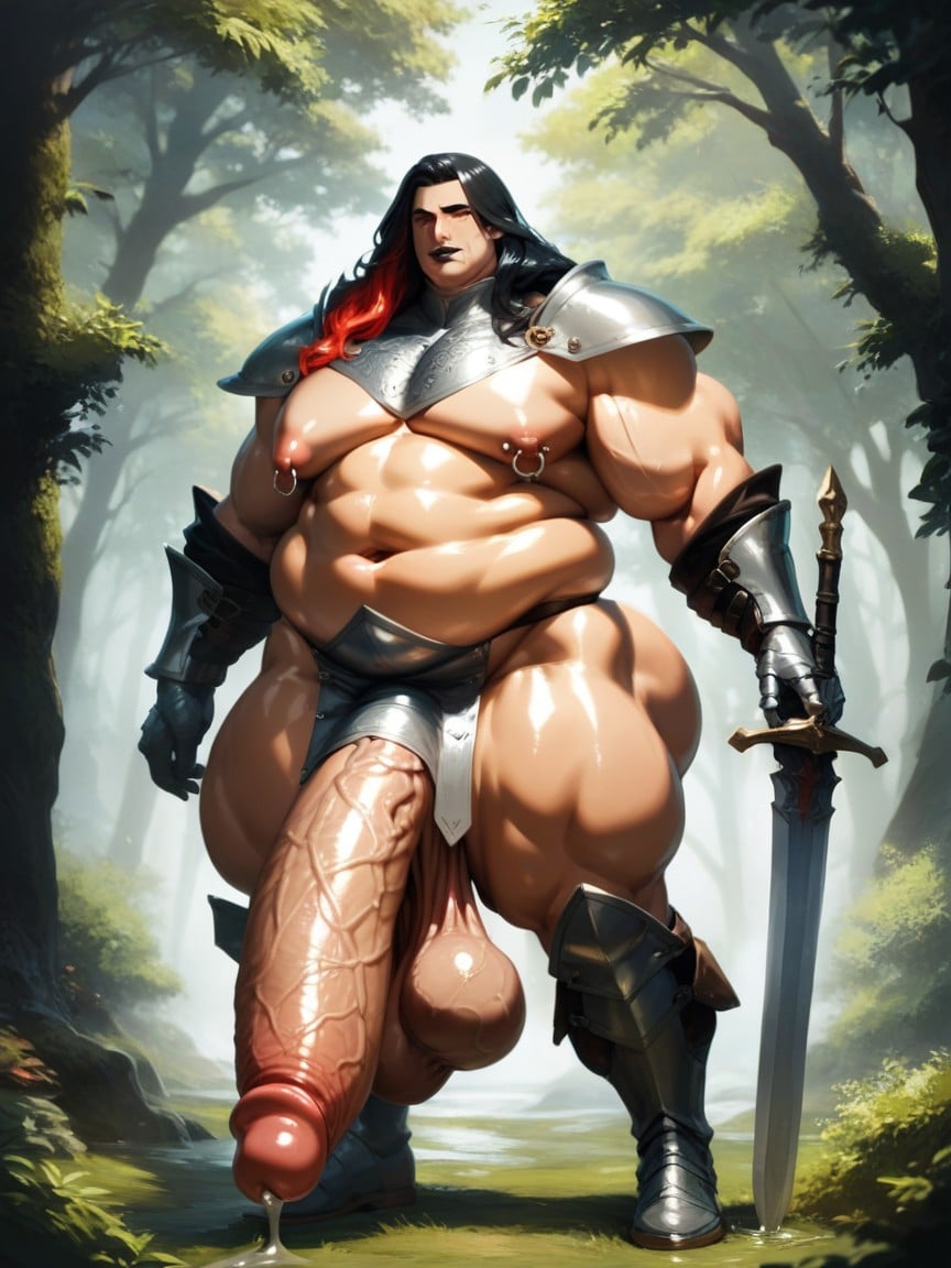 Long Hair, Penis Bigger Than Body, Erection AI Gay Porn
