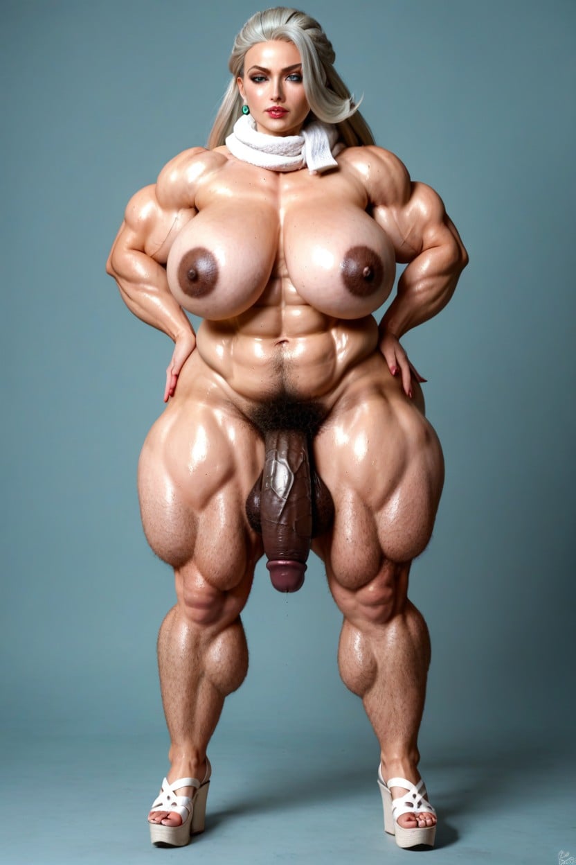 Platform Sandals, Black Nipples, Big Massive Black Cock Shemale AI Porn