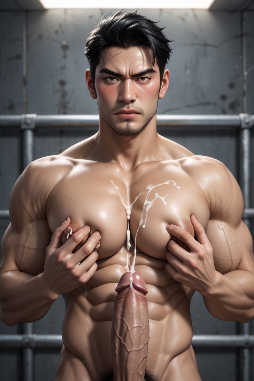 Squeezing Breasts, Boyish Face, Blush On Face AI Gay Porn