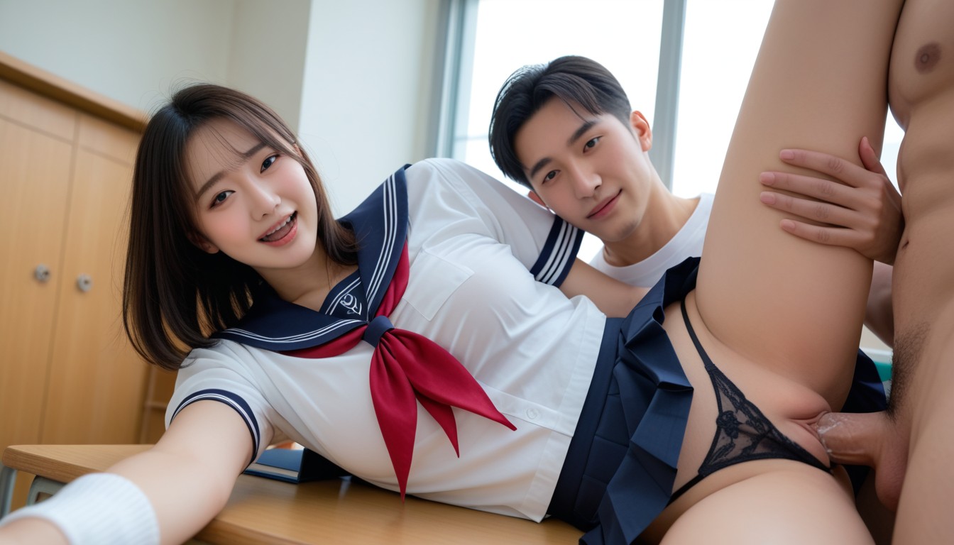 Straight Hair, Black Hair, Photorealistic Asian AI Porn