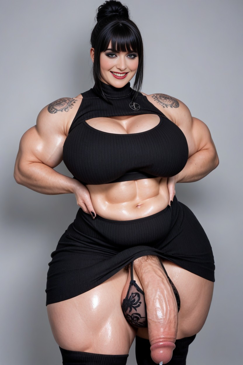Goth Sweater Knit Workout Outfit, Ball Bra, Excessively Large Balls AI Porn