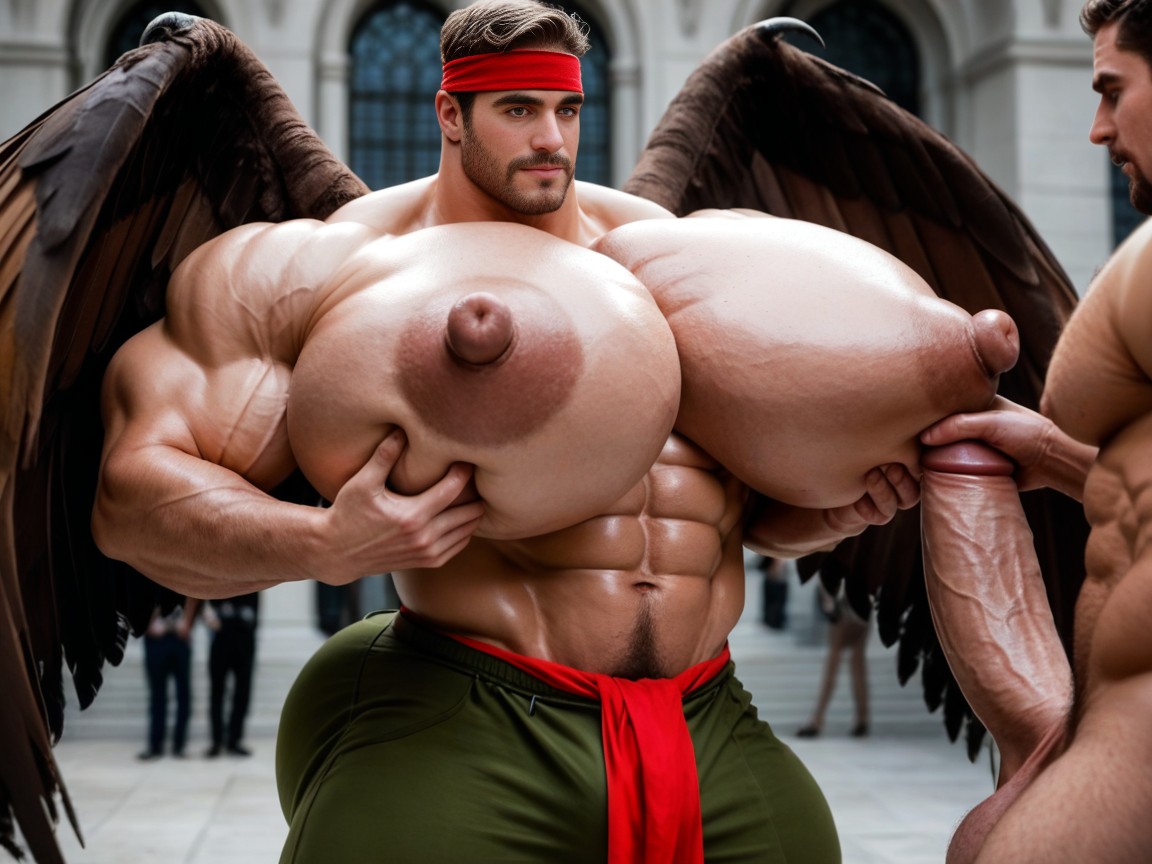 Red Sash, Square Jaw, Gigantic AI Gay Porn
