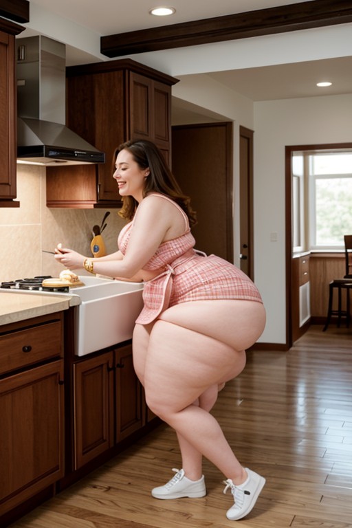 Super Tall Woman, She Is Talking To A Guy, Standing AI Porn