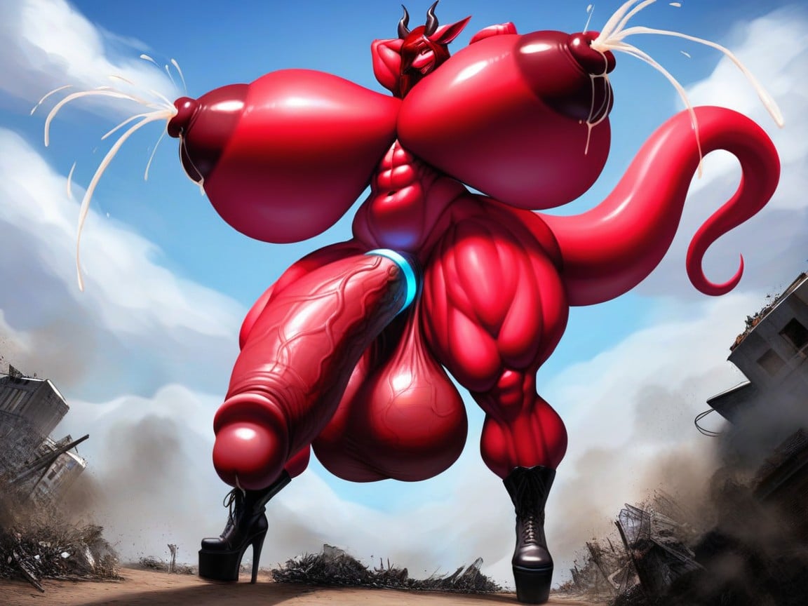Massive Huge Cock, Horns, Front View Furry AI Porn